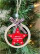 Wood ribboned Star Ornament with Merry Christmas 3.2"x4"