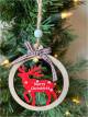 Wood ribboned Reindeer Ornament with Merry Christmas 3.2"x4"