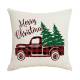 PAC106TRK  - Ivory cushion with Christmas Truck & Trees desi	
