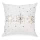 White cushion with gold & silver snowflakes 17"x17"