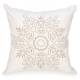 White cushion with an embroidered silver & gold snowflake 17"x17"