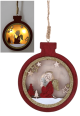 LED Round hanging Ball with glittered Angel scene 5"x6"H