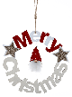 PAD538MC - Wood Merry Christmas wreath with glittered stars