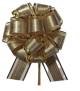 7.5" Mixed Fabrics Printed pattern Pull Bows - GOLD 50/cs
Gold bow with gold highlights and gold trim
14 loops, 2" wide ribbon, 7.5" Diameter