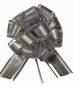 7.5" Mixed Fabrics Printed pattern Pull Bows - SILVER 50/cs
Silver bow with silver highlights and silver trim
14 loops, 2" wide ribbon, 7.5" Diameter