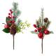 13" Mixed green pine pick with red berries