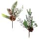 12" Mixed green pick with white berries & pinecones - 2 designs