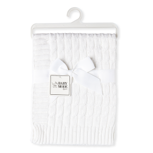 Cotton Cable-knit Blanket 30"x40"- WHITE