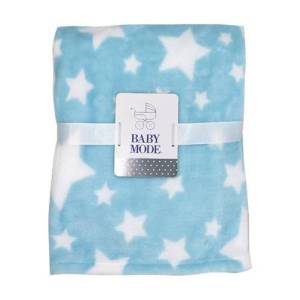 Coral fleece blanket STARS pattern - BLUE