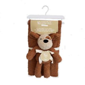 Necessities Chenille Toy With Blanket: Brown Dog
100% Polyester
Toy Sits 7" high
Blanket size: 30"x36"
