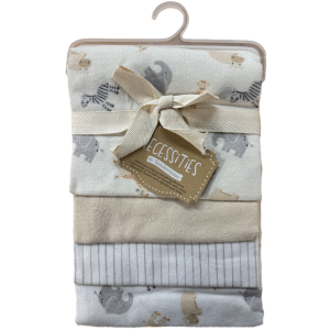 Necessities 4-Pack Flannel Receiving Blankets: Safari