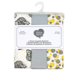 Precious Moments 3 Pack Muslin Swaddle Blankets - GREY
Soft & Warm - 100% Cotton