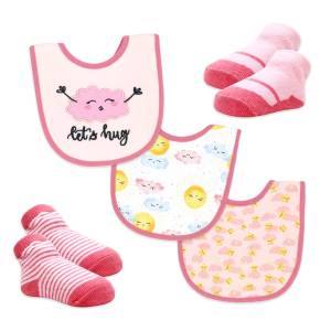 5 Piece Bib and Sock Set:  Let's Hug