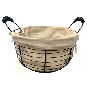 CBL748RL - Large Round wire basket with handles and canvas