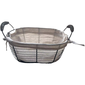 Small Oval wire basket with handles & canvas liner