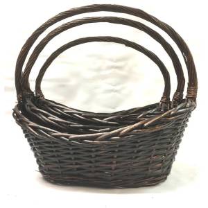 Set of 3 Boat shaped willow baskets
L:18"x14"x5.5"H1x7.5"H2x18"OH
M:16"x12"x5"H1x7"H2x16"OH
S:13.5"x10.5"x4"H1x6"H2x14"OH