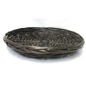 CBL844R12 - Round stained willow & chipwood tray 12”Dx1.75”H