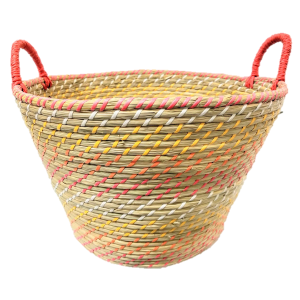 20"D Round Red-tones seagrass & straw baskets with handles  20"Dx14"H
