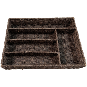 Brown Seagrass 5-compartment tray 14"x10"x2.75"H