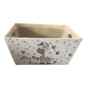 Medium Rectangular Off white basket with It's a Boy Theme and a matching fabric liner 13"x10"x6"H
