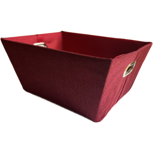 Rectangular Burgundy/Red fabric basket with matching fabric liner 13"x10"x6"H