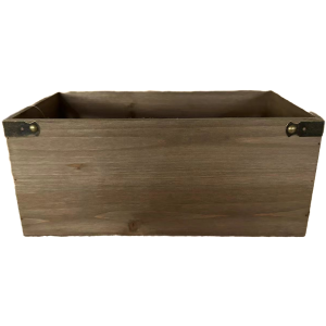 Wood container with metal brackets 14"x8"x6"H