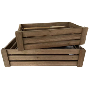 Smallest piece in a Set of 2 Wood crates 14"x8"x3.75"H