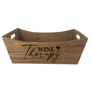 Wine Therapy Wood container with side handles 16"x7"x6"H