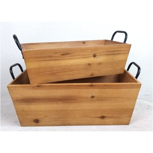 CBX788T2 - Set of 2 Rectangular tapered wood containers with