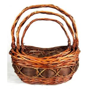 Small willow, chipwood & seagrass baskets S:14"x10"x5"H1x6"H2x15"OH