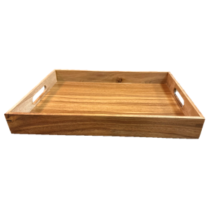 Acacia wood serving tray with handles 15.5"x11.5"x2"H