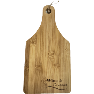 Bamboo cutting board with "Wine & Cheese" 5.5"x0.4"x11"