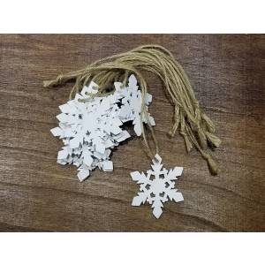 Bundle of white wooden hanging Snowflakes 2.4" (12 Snowflakes/bundle)