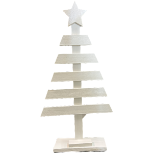 White wood tree with star topper 22"H