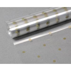 Gold Dots Printed Cellophane roll 40"x100'