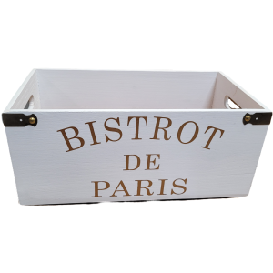 Rustic finish wood crate with side handles 13"x8"x6.5"H