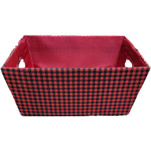 Rectangular checkered basket with matching fabric liner 11"x8"x5"H