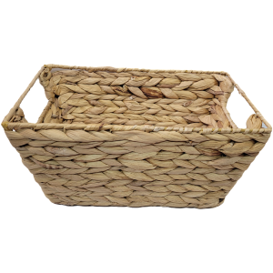 Small Water hyacinth basket with handles 12"x8"x6"H