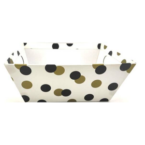 CMT907WHD - Small Market tray - WHITE WITH BLACK & GOLD DOTS