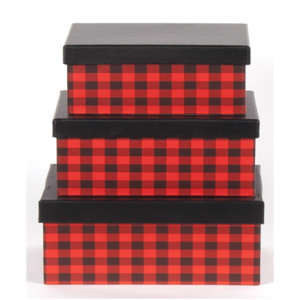 CMT974CHKL - Largest in a Set of 3 Checkered boxes with blac