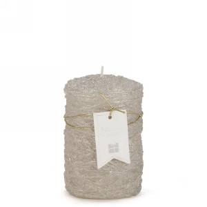 Silver Glitter Candle 3"x4"H