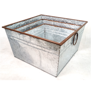Medium Square galvanized metal containers with handles