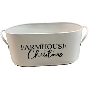 Medium Metal Farmhouse Christmas container  M: 12"X6.5"X5.3"H
