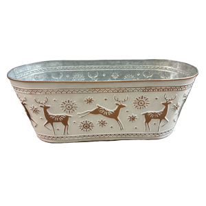 Oval metal container "Copper Reindeer" 15"x6.5"6"H
