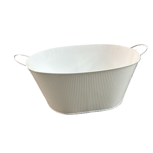 White Metal container with earl handles 15"x11"x7"H