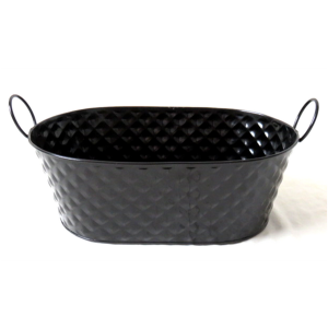 CTL509VBK12 - Black Oval Metal container with folding handle