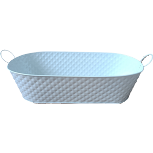 CTL530VWH18 - White long oval Metal container with folding h