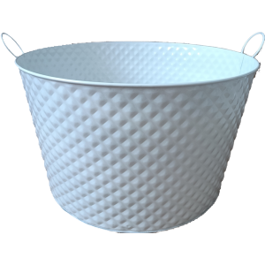 CTL535RWH15 - White Round metal container with handles