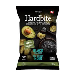 Hardbite Handcrafted Style Chips - Black Sea Salt 128 GR., 15/cs
Cooked in 100% Avocado Oil
No artificial anything, Non GMO, Handmade, GF, No Cholesterol, No Trans Fat, Vegan & Kosher