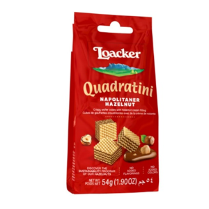 Loacker Quadratini Napolitaner Hazelnut Wafer cubes 54 gr., 12/cs